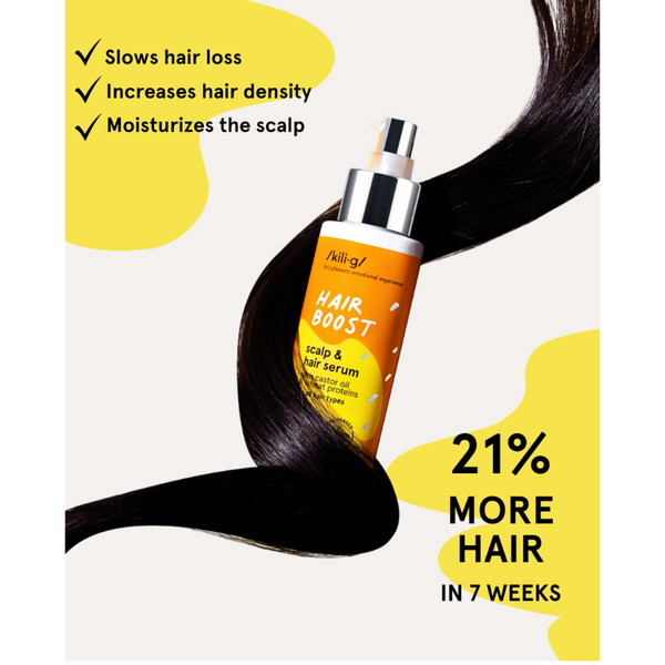 HAIR BOOST SERUM MEÐ CASTOR OLÍU FYRIR AUKINN HÁRVÖXT 100 ML