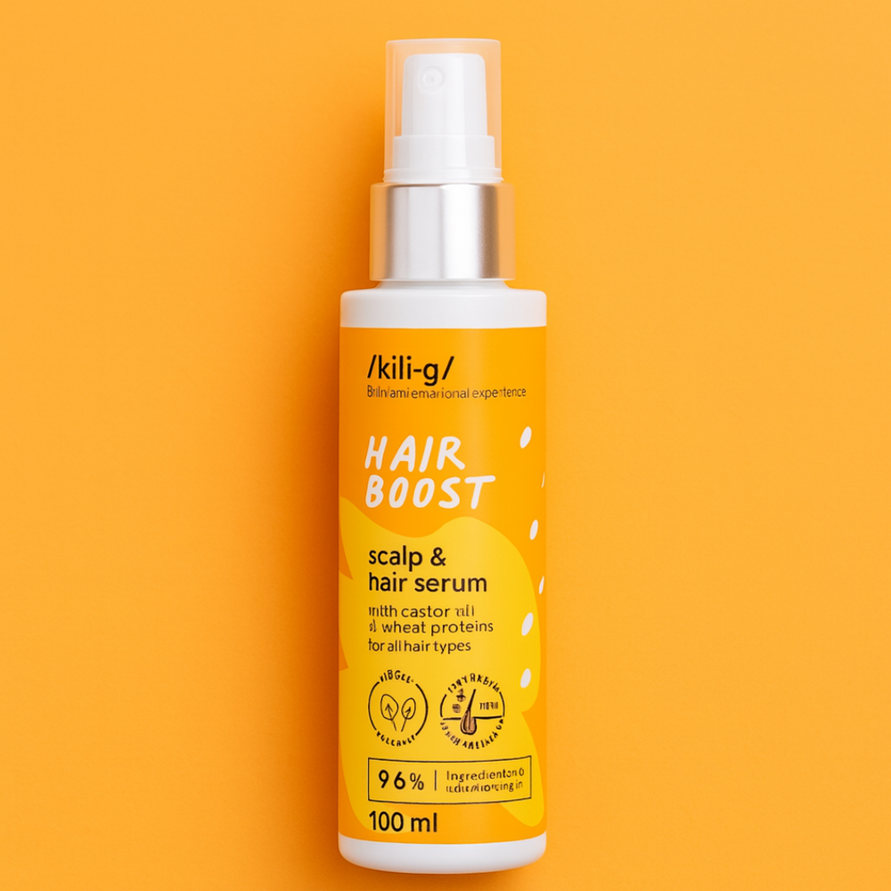 HAIR BOOST SERUM MEÐ CASTOR OLÍU FYRIR AUKINN HÁRVÖXT 100 ML