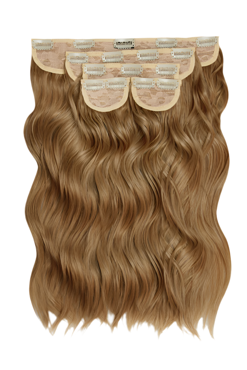 Super Thick 16'' 5 Piece Brushed Out Wave Clip In Hair Extensions - HARVEST BLONDE