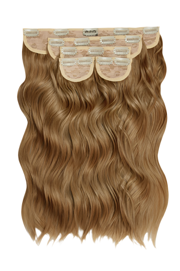 Super Thick 16'' 5 Piece Brushed Out Wave Clip In Hair Extensions - HARVEST BLONDE