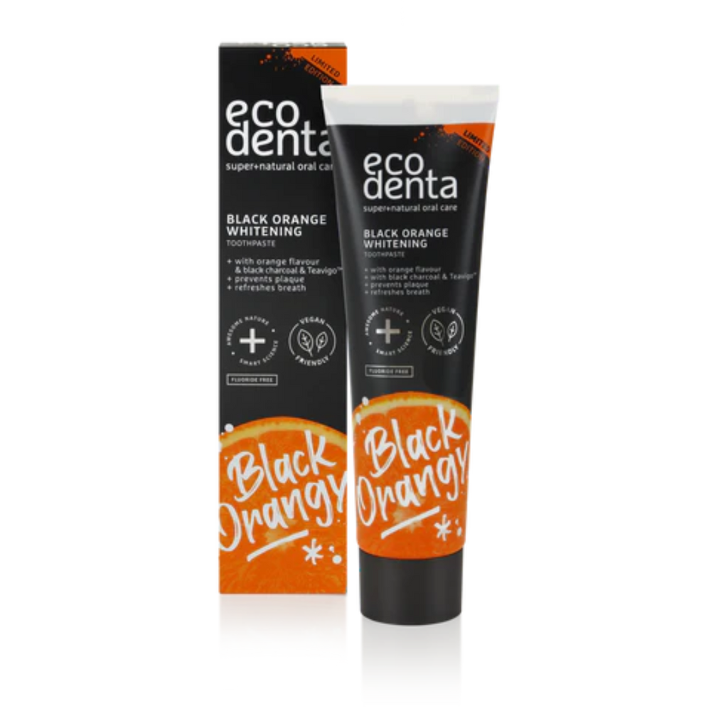 ECODENTA BLACK HVÍTTUNAR TANNKREM MEÐ ORANGE 100 ML