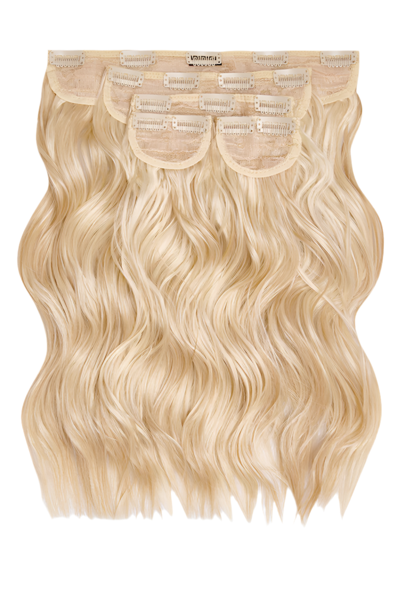 Super Thick 16'' 5 Piece Brushed Out Wave Clip In Hair Extensions - HIGHLIGHTED CHAMPAGNE