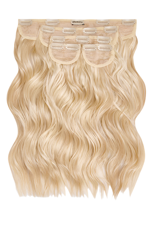 Super Thick 16'' 5 Piece Brushed Out Wave Clip In Hair Extensions - HIGHLIGHTED CHAMPAGNE