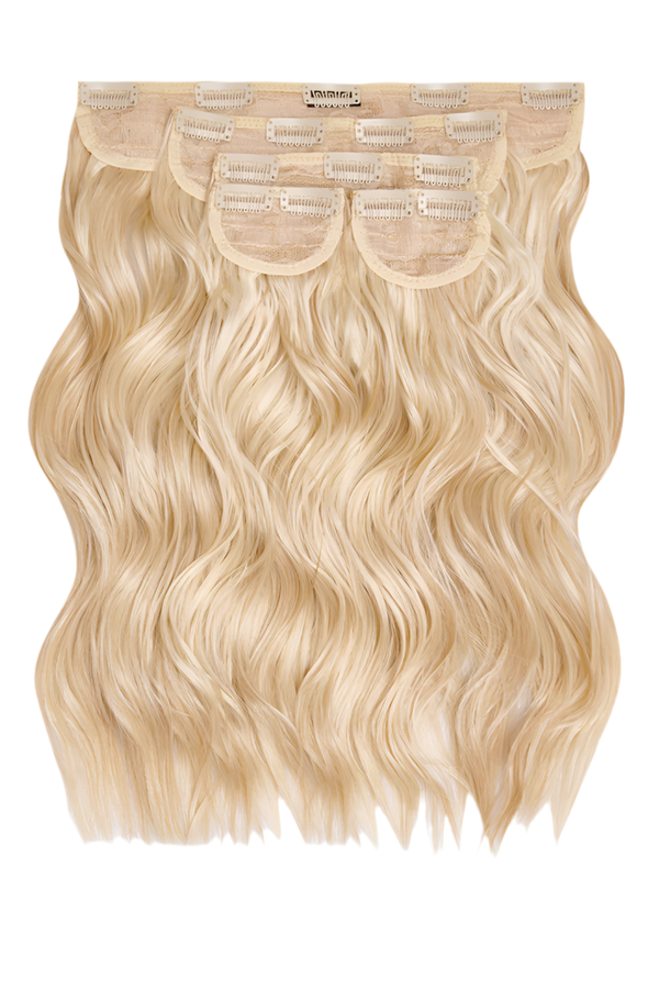 Super Thick 16'' 5 Piece Brushed Out Wave Clip In Hair Extensions - HIGHLIGHTED CHAMPAGNE