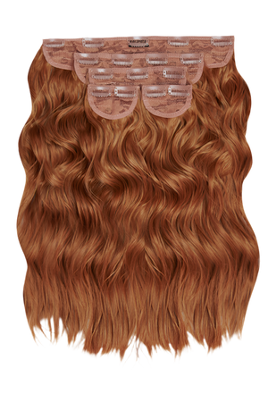 Super Thick 16'' 5 Piece Brushed Out Wave Clip In Hair Extensions - Mixed auburn