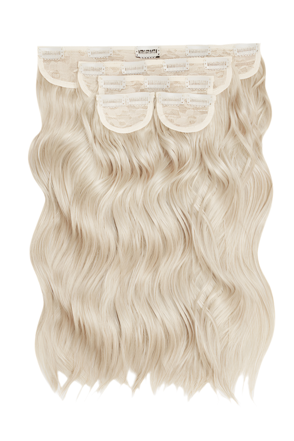 Super Thick 16'' 5 Piece Brushed Out Wave Clip In Hair Extensions - Bleach blonde