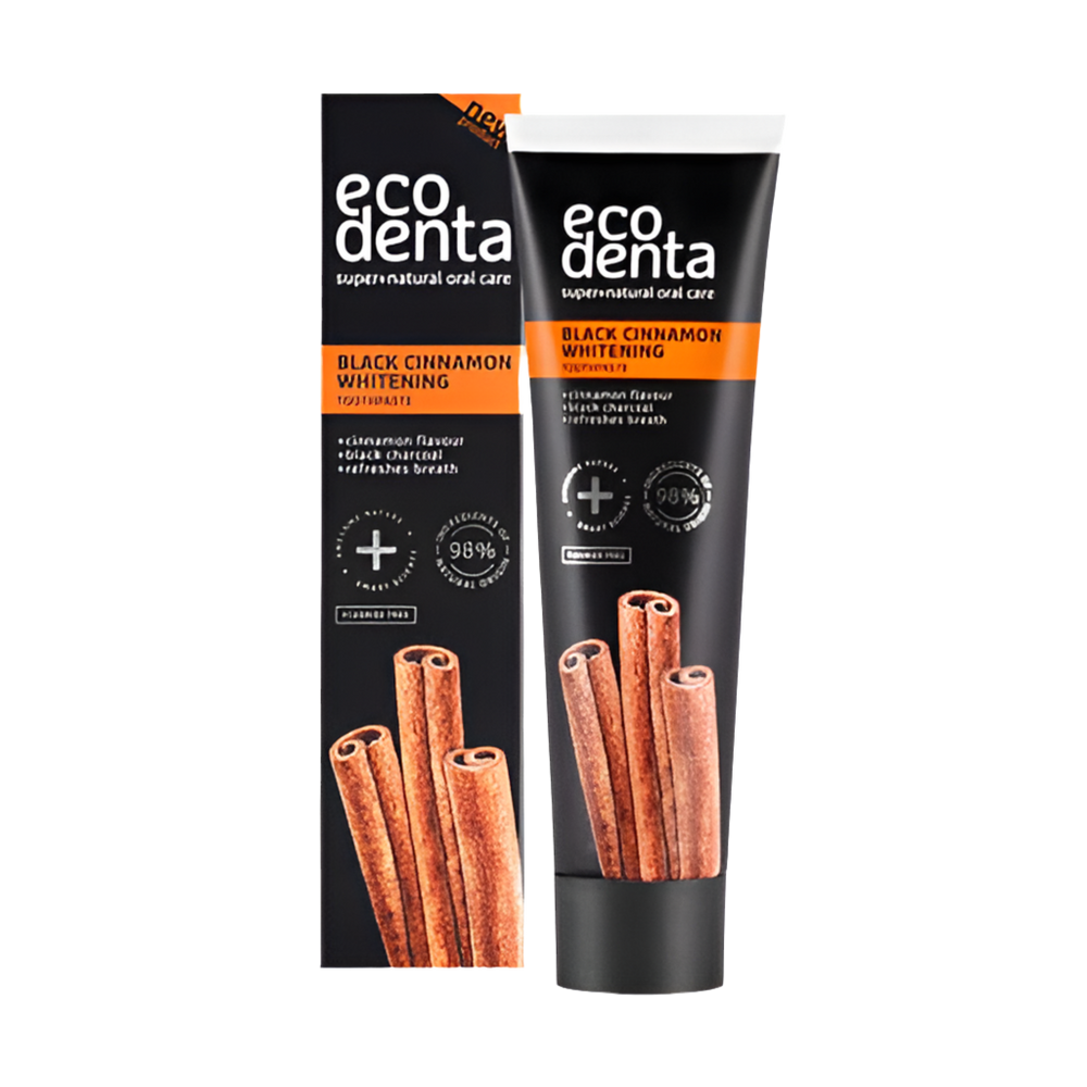 ECODENTA BLACK WHITENING TANNKREM MEÐ KANIL 100ML