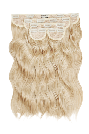 Super Thick 16'' 5 Piece Brushed Out Wave Clip In Hair Extensions - Light blonde
