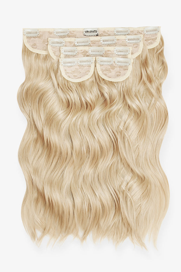 Super Thick 16'' 5 Piece Brushed Out Wave Clip In Hair Extensions - Light blonde