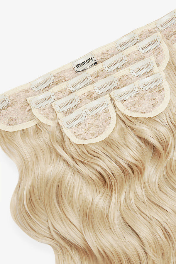 Super Thick 16'' 5 Piece Brushed Out Wave Clip In Hair Extensions - Light blonde