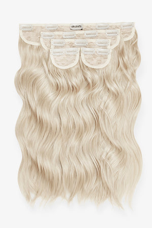 Super Thick 16'' 5 Piece Brushed Out Wave Clip In Hair Extensions - Bleach blonde