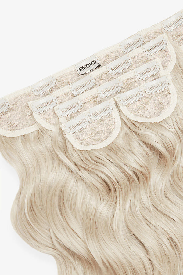 Super Thick 16'' 5 Piece Brushed Out Wave Clip In Hair Extensions - Bleach blonde