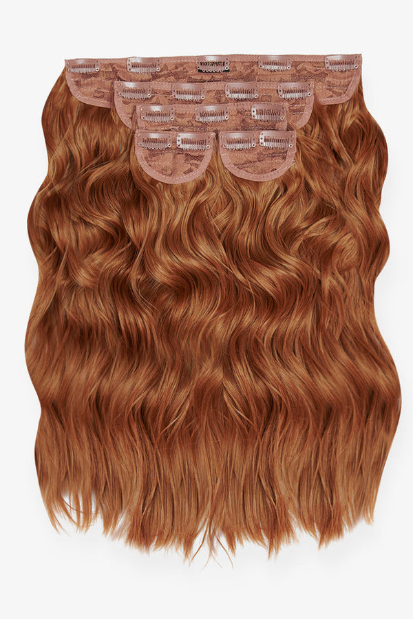 Super Thick 16'' 5 Piece Brushed Out Wave Clip In Hair Extensions - Mixed auburn