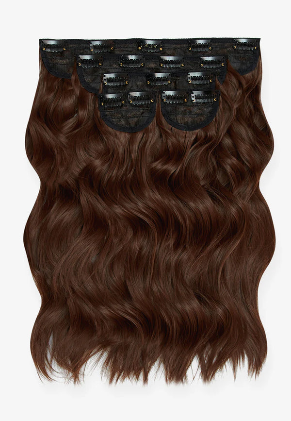 Super Thick 16'' 5 Piece Brushed Out Wave Clip In Hair Extensions - Golden brown
