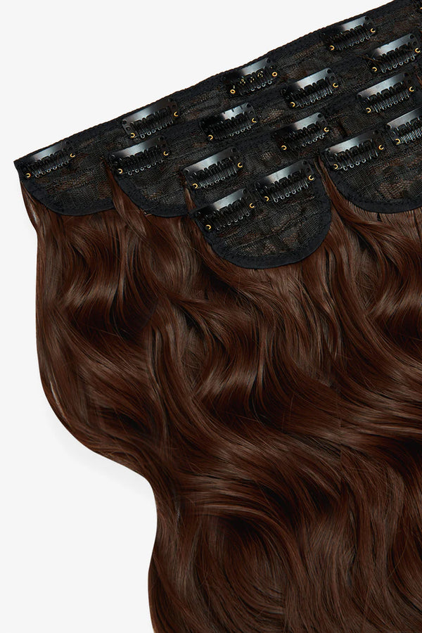 Super Thick 16'' 5 Piece Brushed Out Wave Clip In Hair Extensions - Golden brown