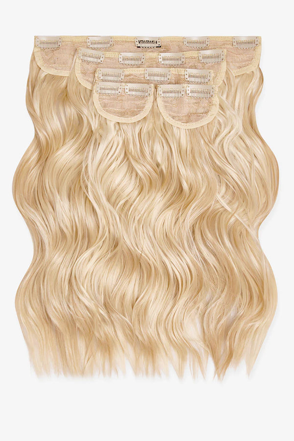 Super Thick 16'' 5 Piece Brushed Out Wave Clip In Hair Extensions - HIGHLIGHTED CHAMPAGNE