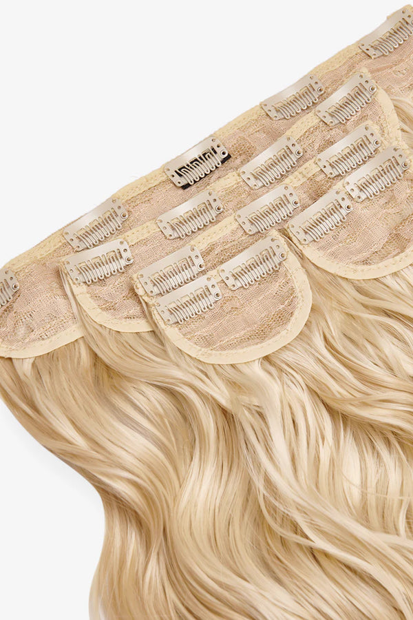 Super Thick 16'' 5 Piece Brushed Out Wave Clip In Hair Extensions - HIGHLIGHTED CHAMPAGNE