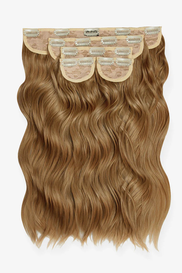 Super Thick 16'' 5 Piece Brushed Out Wave Clip In Hair Extensions - HARVEST BLONDE