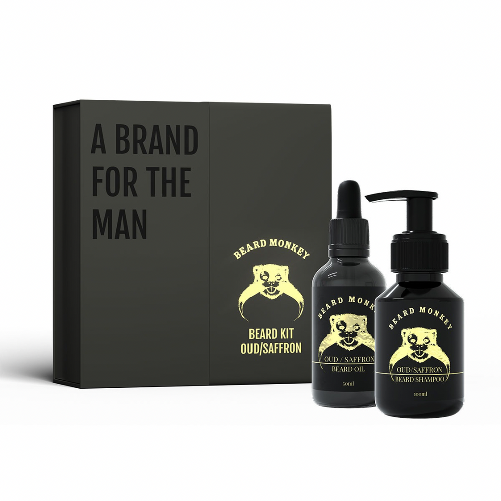 Gjafabox Beard Shampoo & Beard Oil - Oud & Saffron
