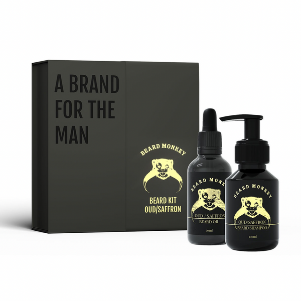 Gjafabox Beard Shampoo & Beard Oil - Oud & Saffron