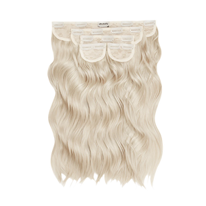 Super Thick 16'' 5 Piece Brushed Out Wave Clip In Hair Extensions - Bleach blonde