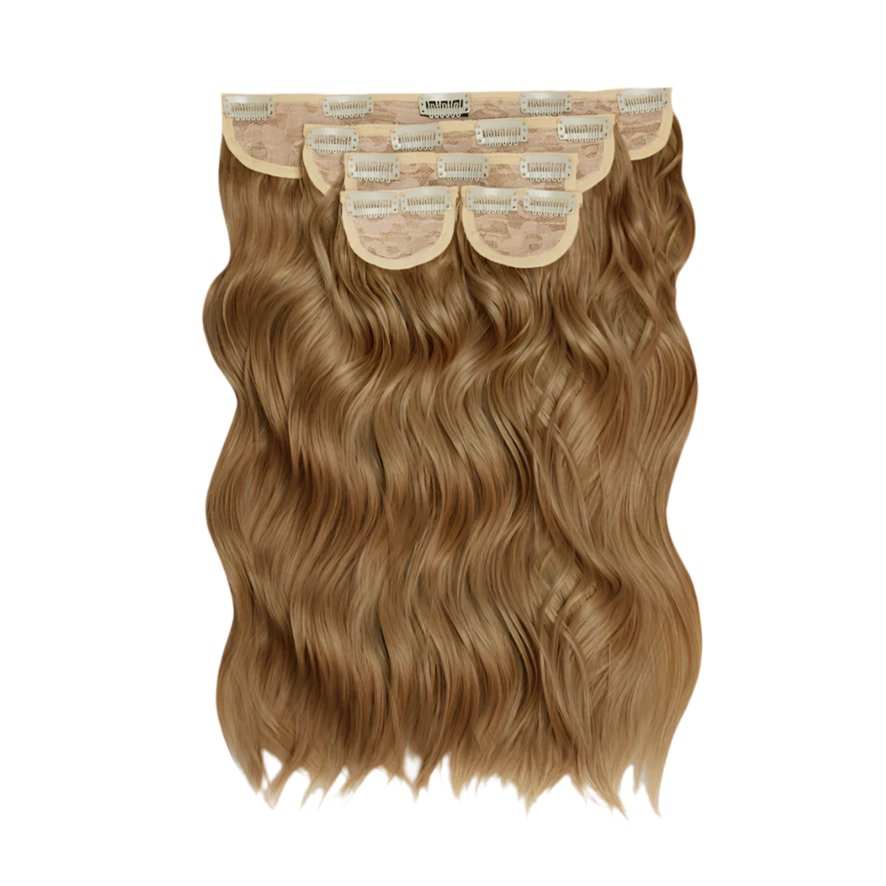 Super Thick 16'' 5 Piece Brushed Out Wave Clip In Hair Extensions - HARVEST BLONDE