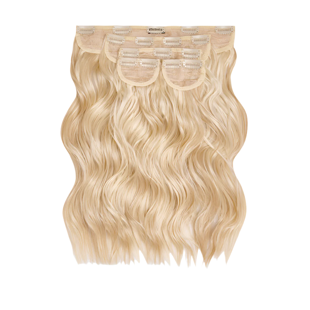 Super Thick 16'' 5 Piece Brushed Out Wave Clip In Hair Extensions - HIGHLIGHTED CHAMPAGNE