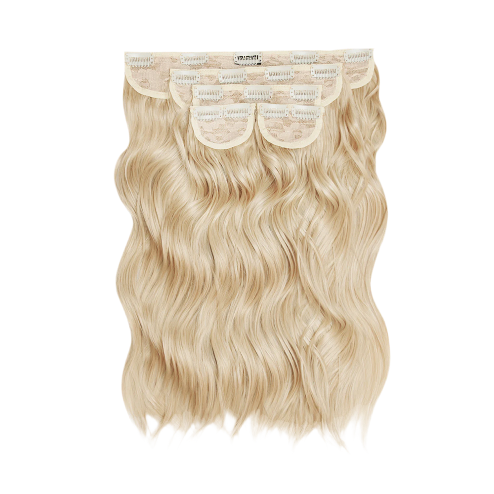 Super Thick 16'' 5 Piece Brushed Out Wave Clip In Hair Extensions - Light blonde